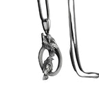 Black Titanium Steel Raven Pendant Necklace with two ravens and knotwork view 4