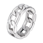 Cuban Link Stainless Steel Ring silver finish