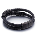 14mm Braided Leather Magnetic Bracelet with Silver hardware view 4