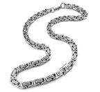 Byzantine Link Stainless Steel Chain - full necklace view