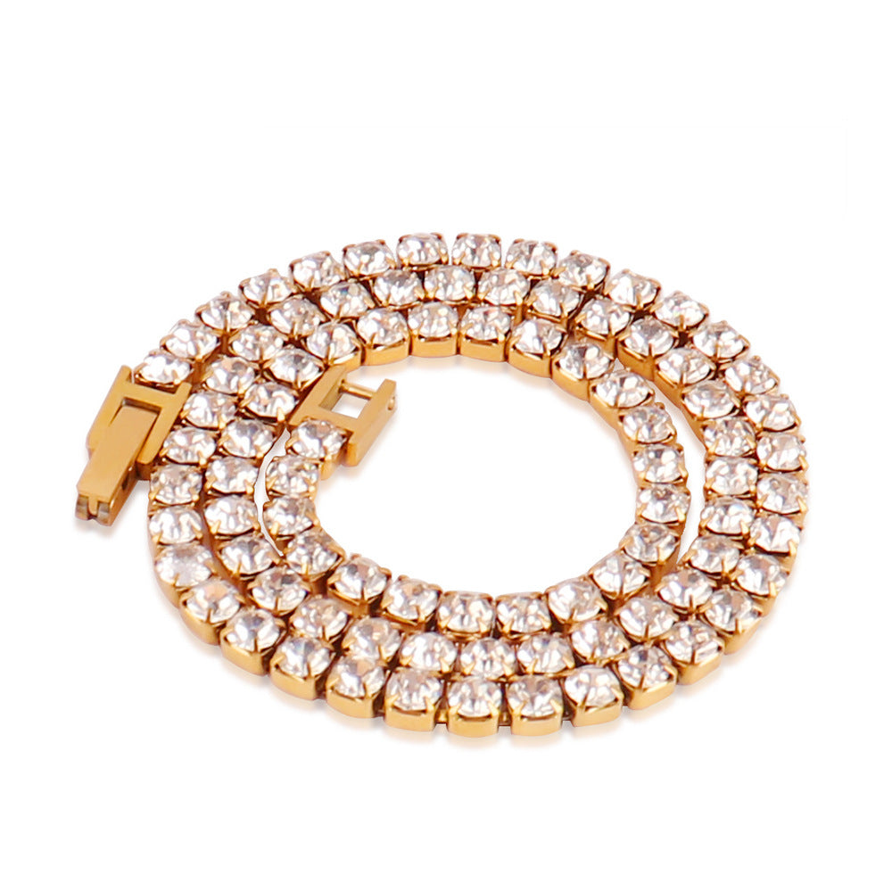 4mm CZ Tennis Chain Necklace in silver with brilliant cubic zirconia stones view 4