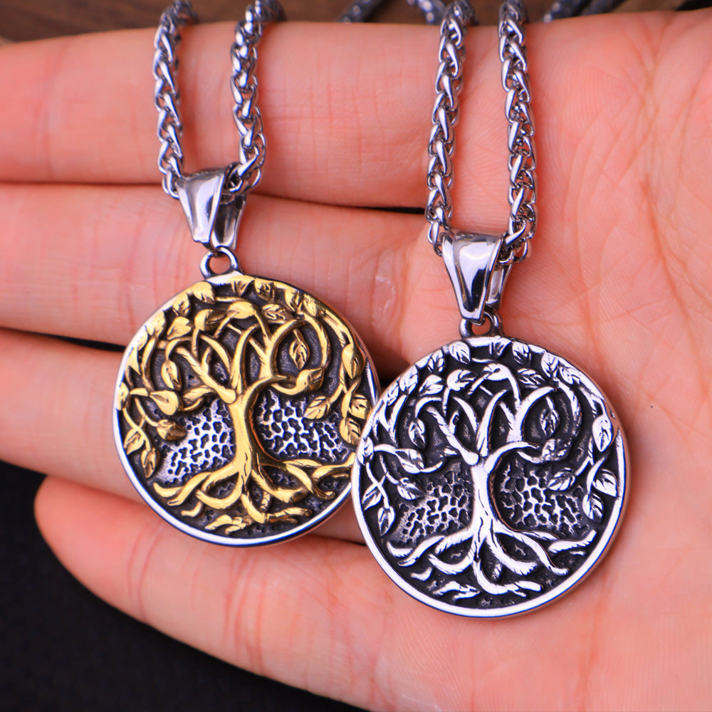 Titanium Steel Tree of Life Pendant Necklace, gold and silver options view 3