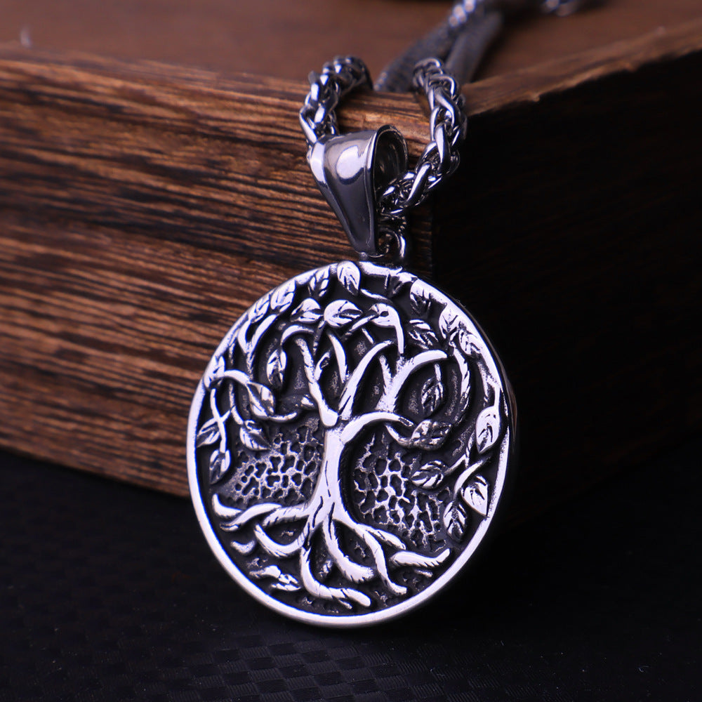Titanium Steel Tree of Life Pendant Necklace, gold and silver options view 2