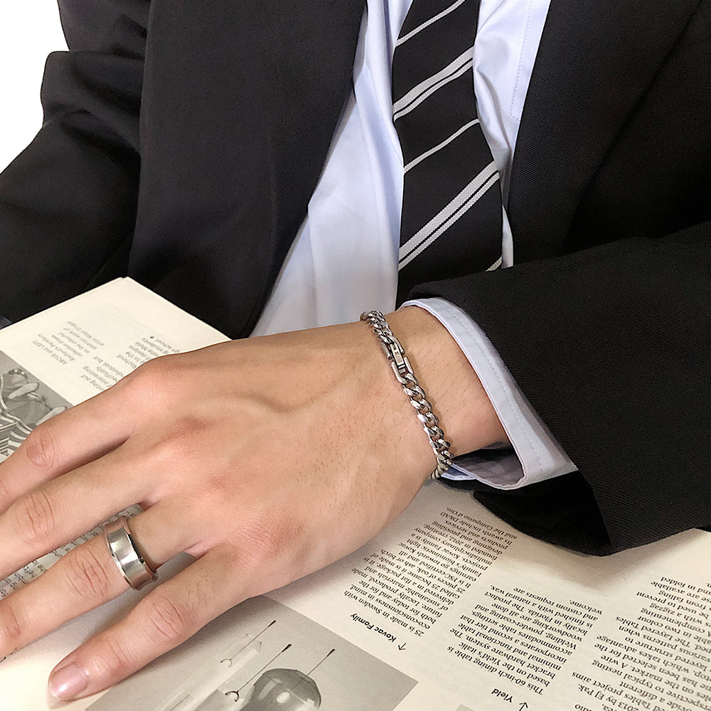 Cuban Link Stainless Steel Bracelet - polished finish view 4