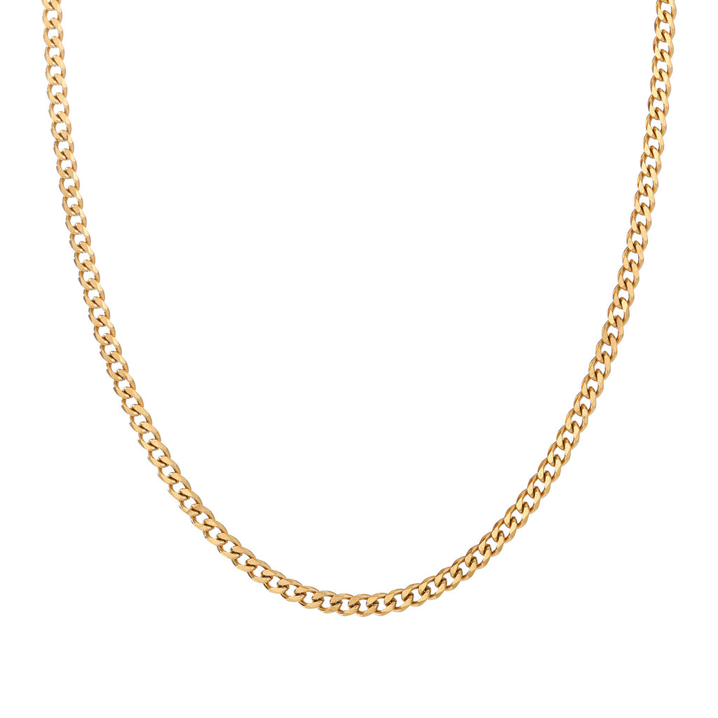 3mm Cuban Link Chain Necklace in silver-tone stainless steel view 2