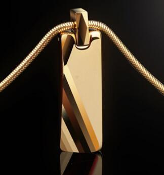 Tungsten Carbide Geometric Pendant Necklace in black, blue, and gold finishes view 3