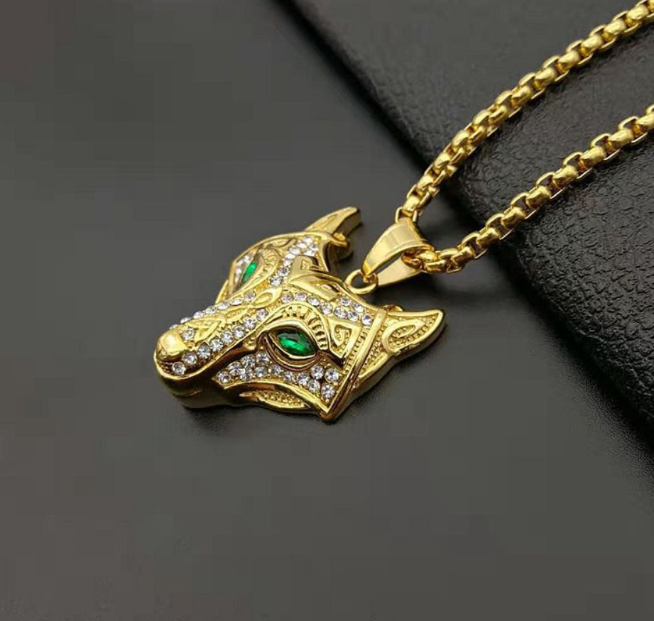 The Viking Wolf Pendant Necklace in Stainless Steel, view 2