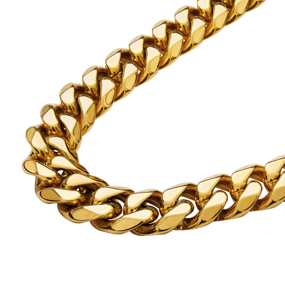 The 14mm Gold-Tone Cuban Chain in Stainless Steel, view 4