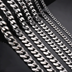 3-11mm Cuban Link Chain Necklace on model view 2