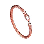 Stainless Steel Twisted Cable Bangle with hook clasp view 4