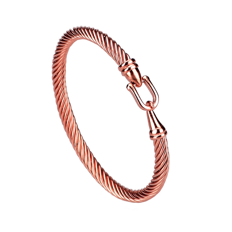 Stainless Steel Twisted Cable Bangle with hook clasp view 4