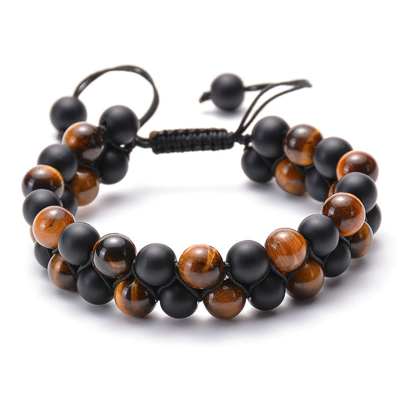 Tiger Eye Agate Bead Adjustable Bracelet - stone beads, macrame closure view 7