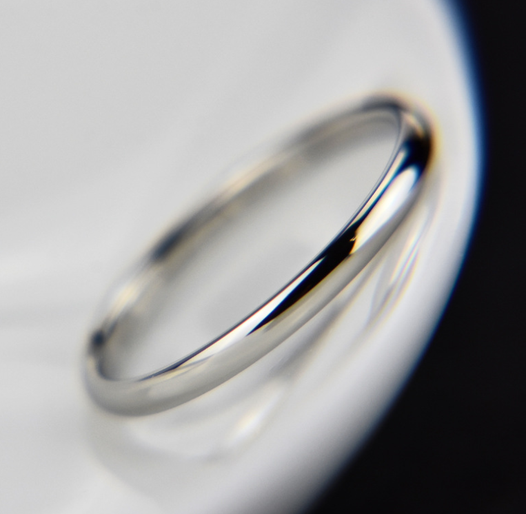 2mm Polished Titanium Steel Band Ring - silver-tone, minimalist, sleek view 2