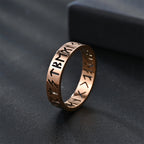Hollow Rune Stainless Steel Band Ring in black finish view 4