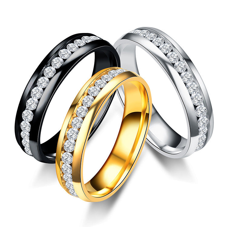 Titanium Steel Cubic Zirconia Band Ring in gold-tone finish view 4