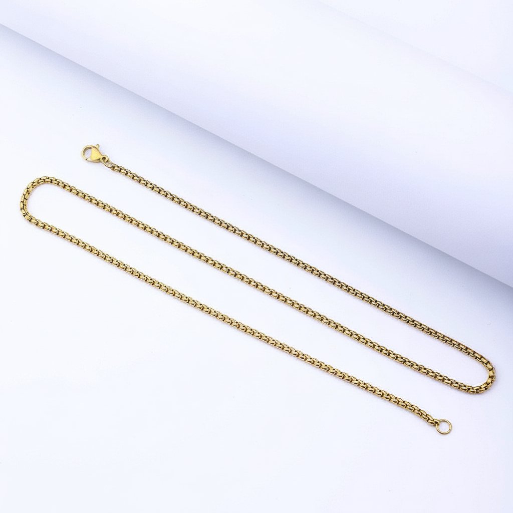 Stainless Steel Box Chain in silver, gold, and black finishes view 7