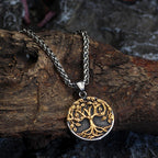 Titanium Steel Tree of Life Pendant Necklace with gold-tone finish