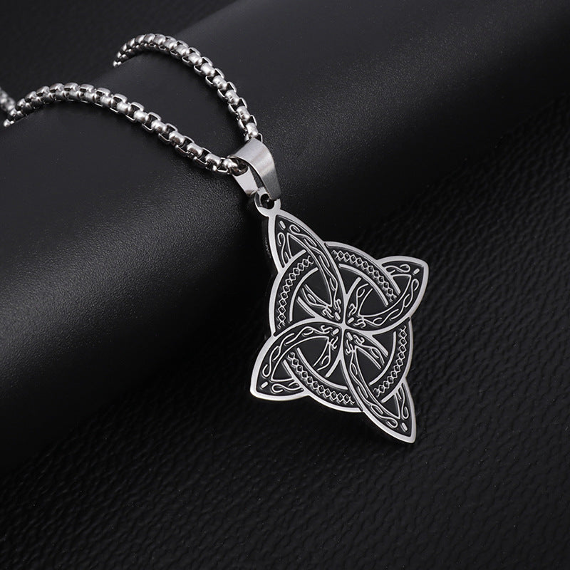 Celtic Knotwork Pendant Necklace gold-tone witch's knot view 3