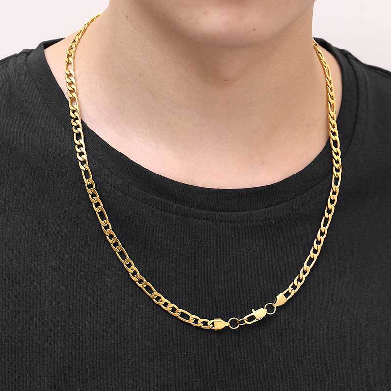 5mm Figaro Link Stainless Steel Chain in silver color with a bracelet view 3