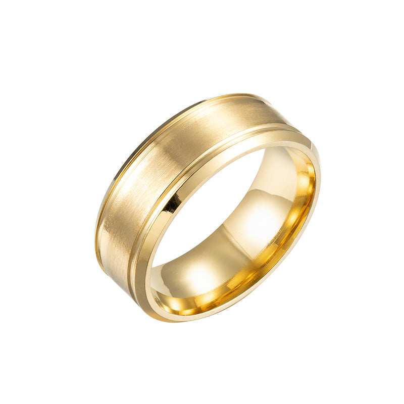 Brushed Center Beveled Stainless Steel Ring in black view 3