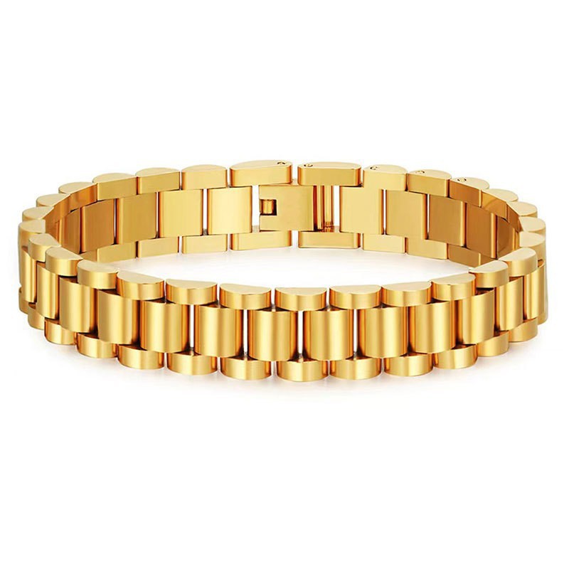 Stainless Steel President Link Bracelet gold-tone finish view 5