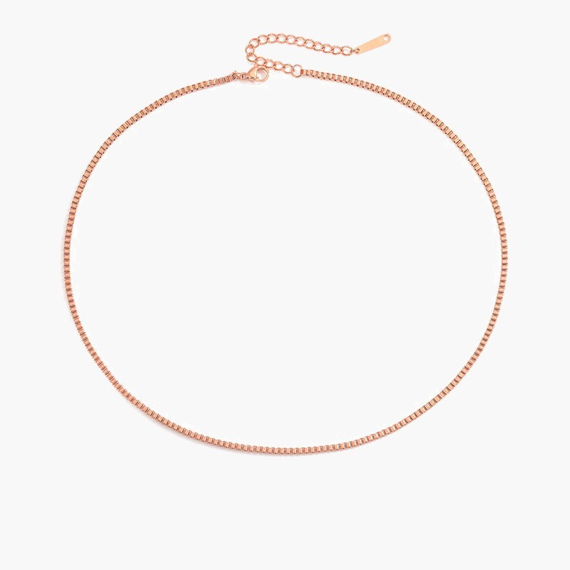 2mm Box Chain Necklace in Silver view 3