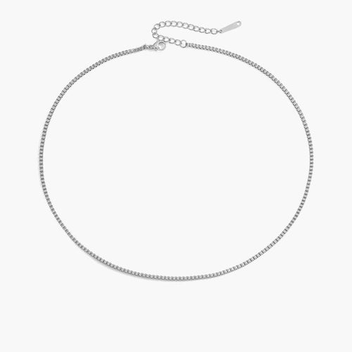 2mm Box Chain Necklace in Silver view 2