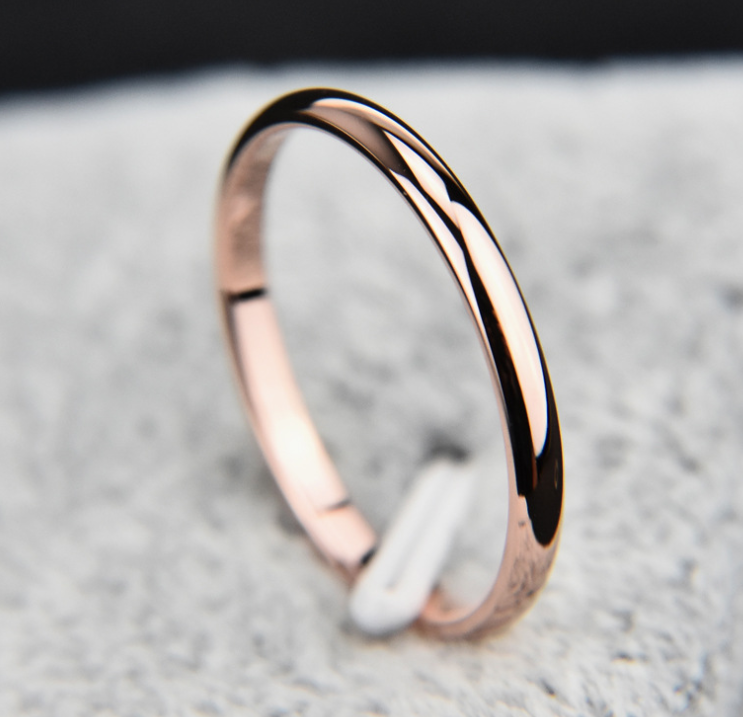 2mm Polished Titanium Steel Band Ring - silver-tone, minimalist, sleek view 5