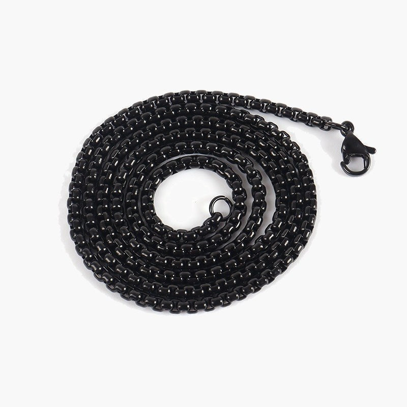 2mm Rolo Link Chain Necklace in silver finish view 2
