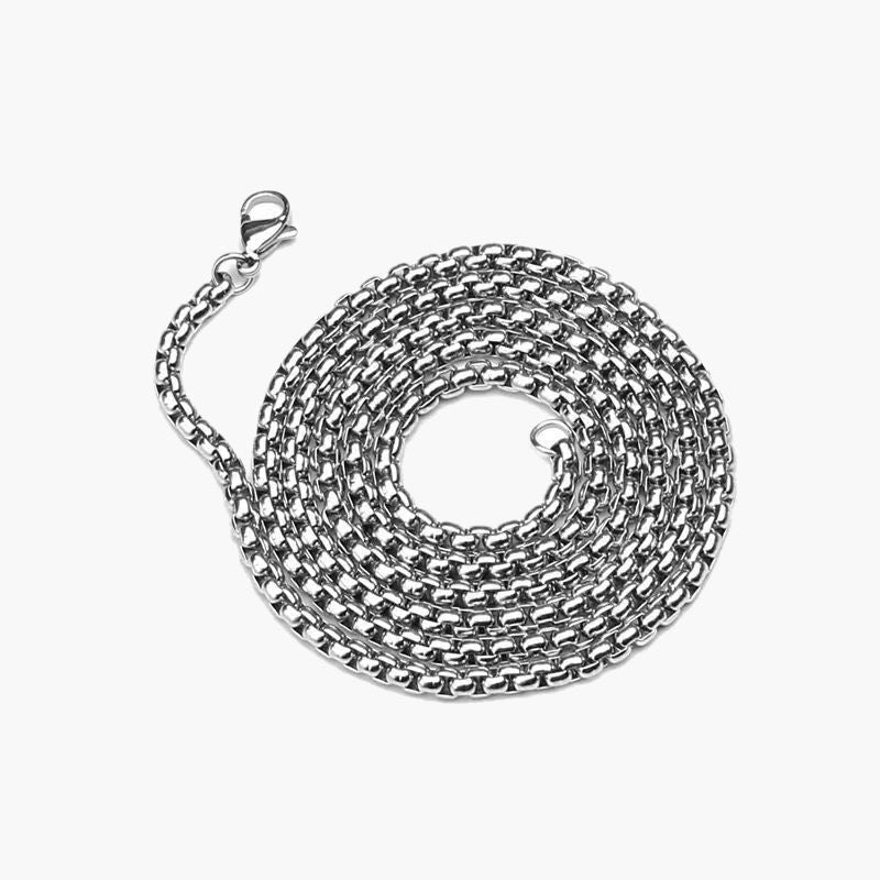 2mm Rolo Link Chain Necklace in silver finish