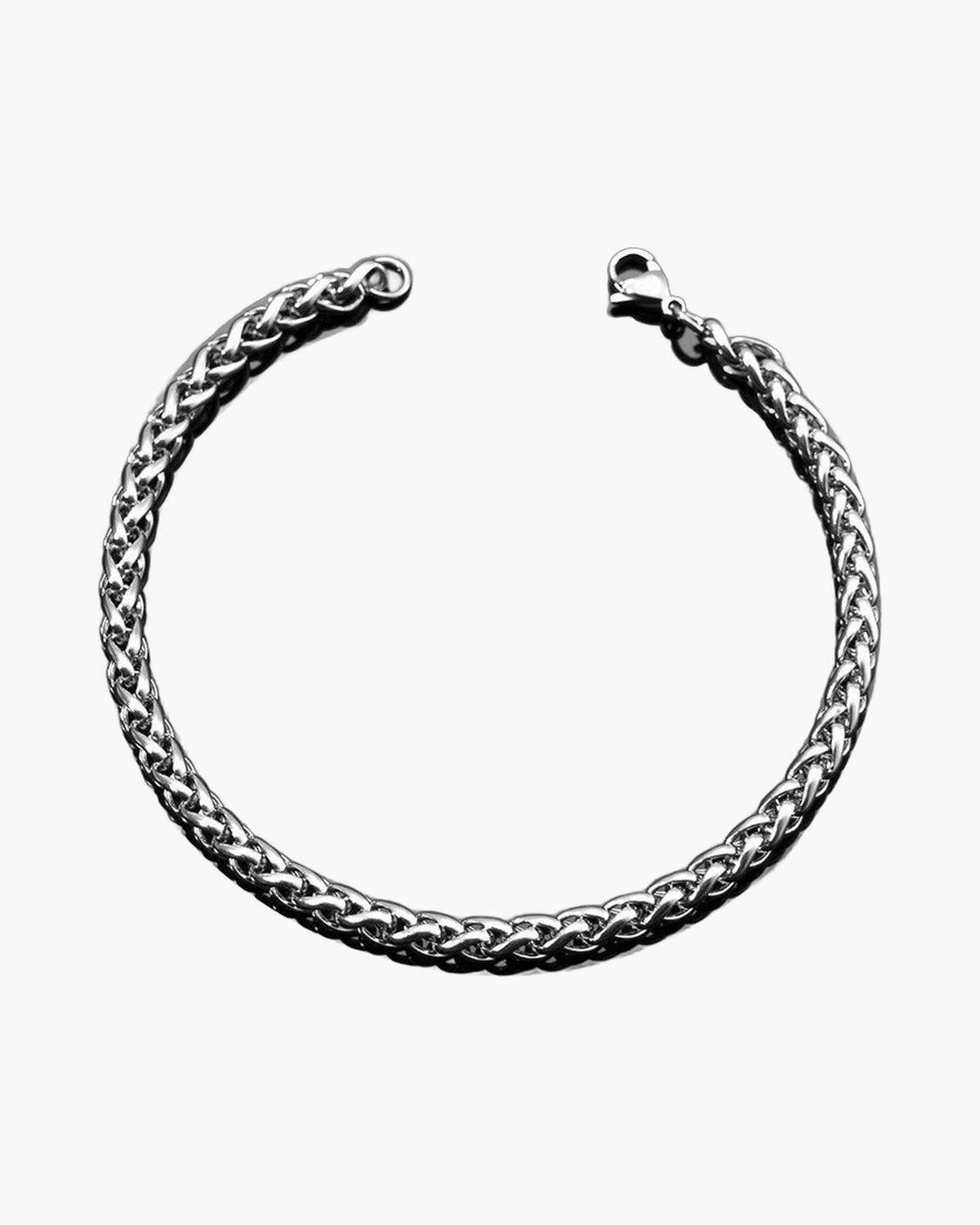 3-6mm Stainless Steel Wheat Chain Bracelet, silver finish