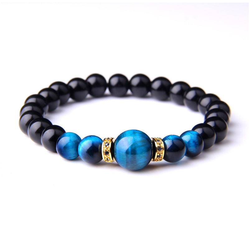 The Tiger Eye Bead Bracelet with Pave Accents, view 5