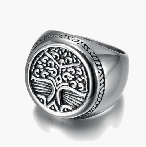 The Tree of Life Signet Ring in Stainless Steel