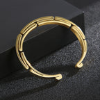 Titanium Steel Geometric Cuff Bracelet in silver view 4