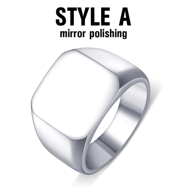 The Atlas Signet Ring in Stainless Steel, view 4