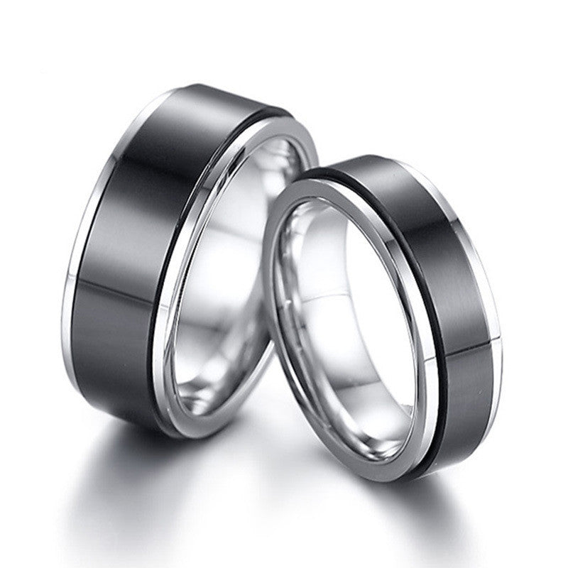 Two-Tone Spinner Stainless Steel Ring on white background view 2