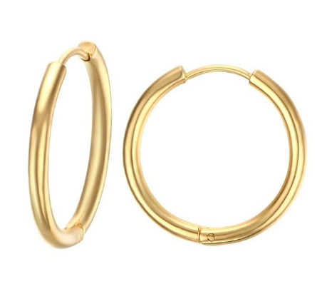Thin Seamless Stainless Steel Hoop Earrings, silver finish view 2
