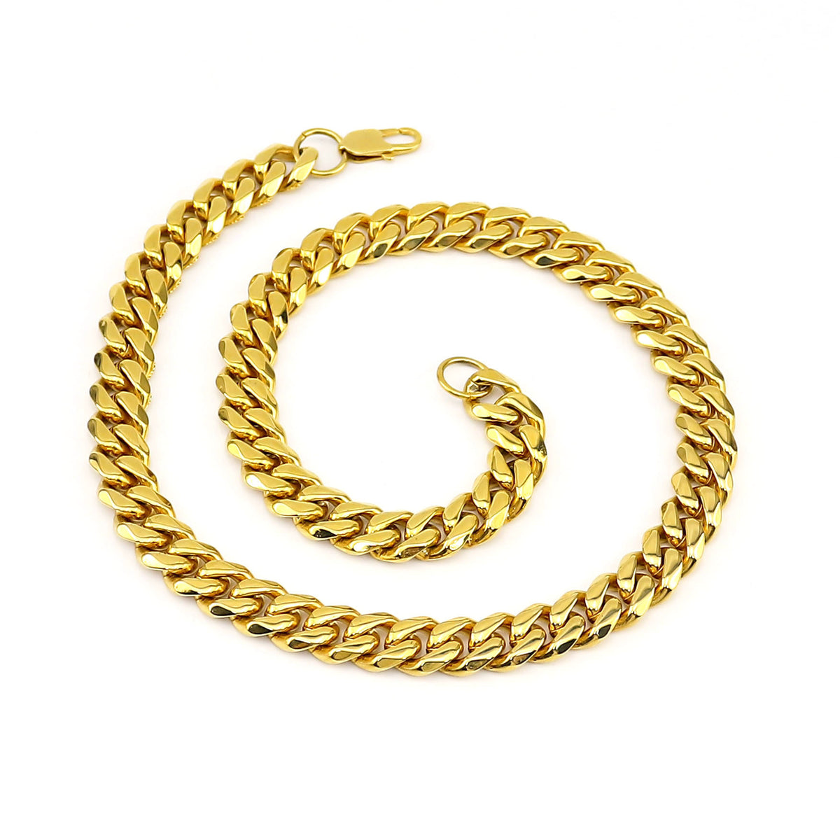 Cuban Link Chain Necklace, gold-tone finish, coiled view 2
