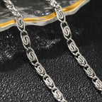Stainless Steel Scroll Link Bracelet on black background view 4