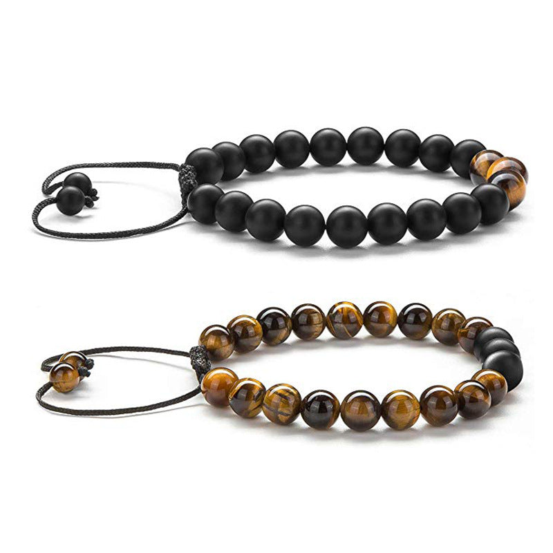 Tiger Eye Agate Bead Adjustable Bracelet - stone beads, macrame closure view 4
