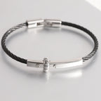 Stainless Steel Cable Bar Bracelet silver finish view 3