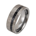 8mm Tungsten Carbide Hammered Inlay Ring with textured finish