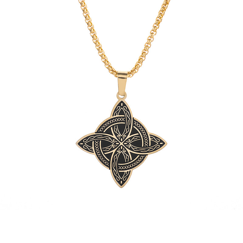 Celtic Knotwork Pendant Necklace gold-tone witch's knot