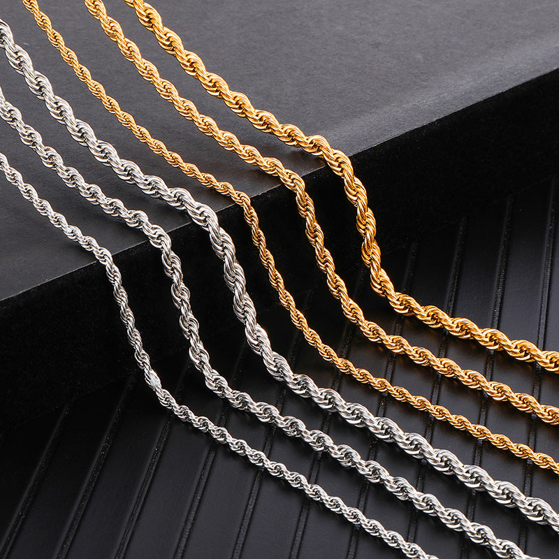 Stainless Steel Rope Chain Options - gold and silver necklaces view 4