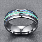 8mm Tungsten Carbide Opal Abalone Inlay Ring, iridescent, durable view 2