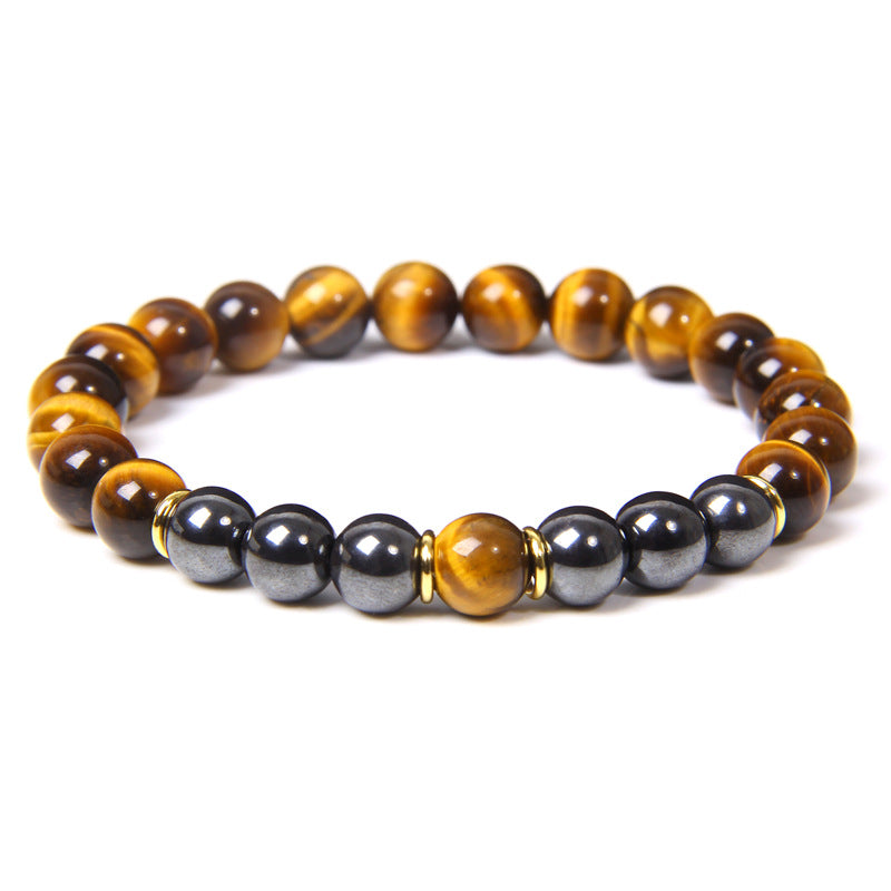 The Tiger Eye and Black Stone Bead Bracelet, view 9