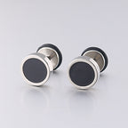 Stainless Steel Round Black Stud Earrings, pair, minimalist design