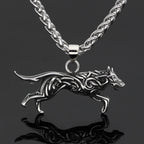 Titanium Steel Wolf Knotwork Pendant Necklace with wheat chain