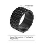 Stainless Steel Link Band Ring, black finish, textured view 6