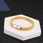 Stainless Steel Twin Wheat Chain Bracelet - silver-tone, magnetic clasp view 5